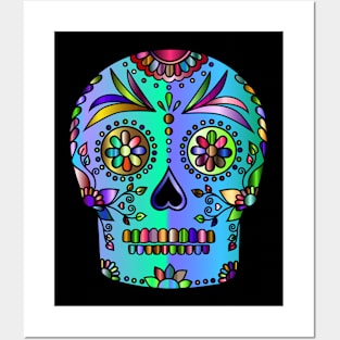 Sugar Skull Chromatic Day of the Dead Dia de los Muertos Posters and Art